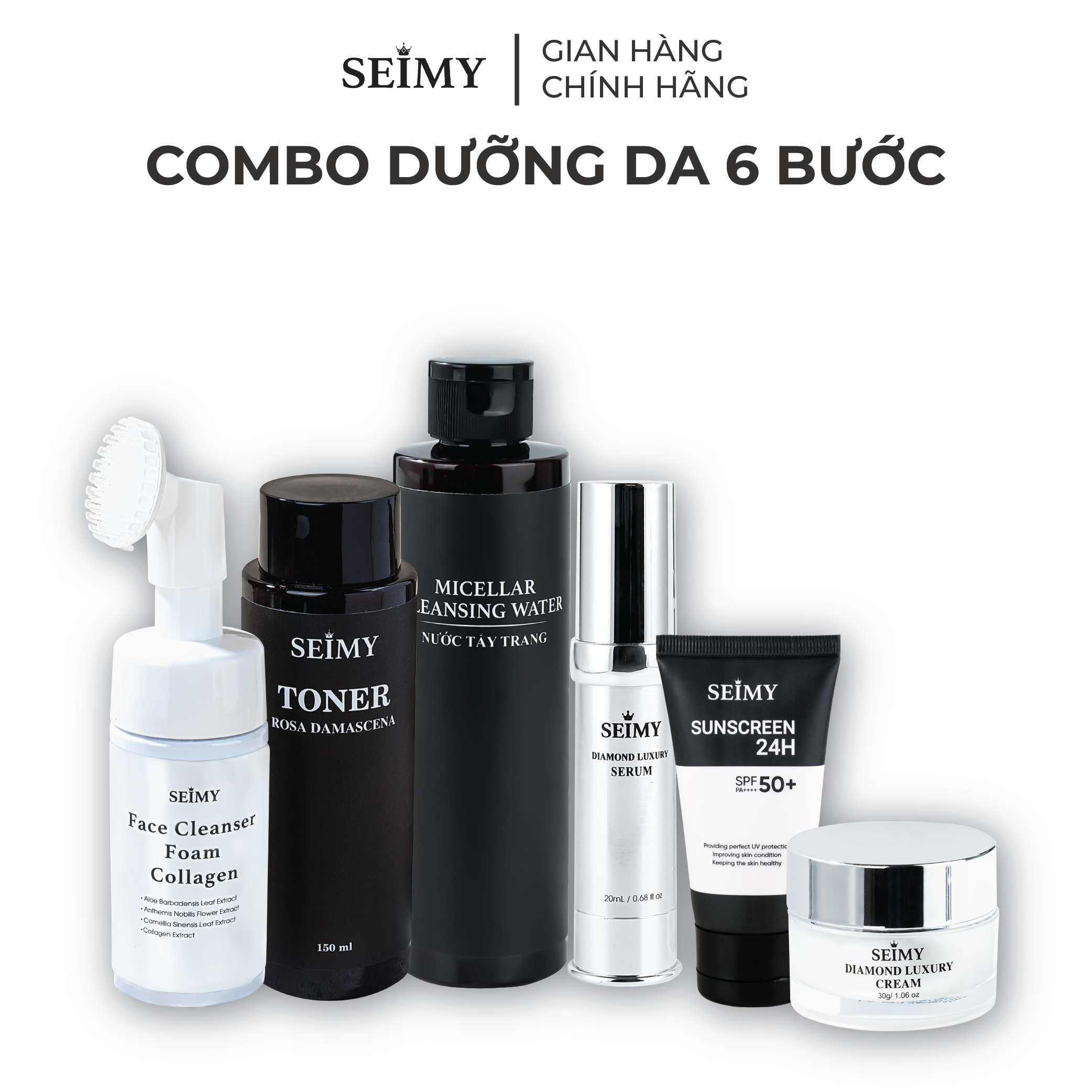 COMBO DƯỠNG DA CHĂM SÓC DA 6 BƯỚC SEIMY