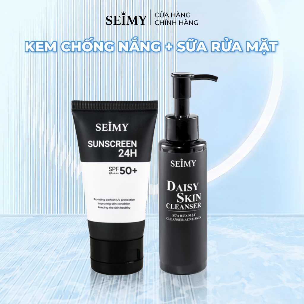 COMBO KEM CHỐNG NẮNG VÀ SỮA RỬA MẶT GEL SEIMY