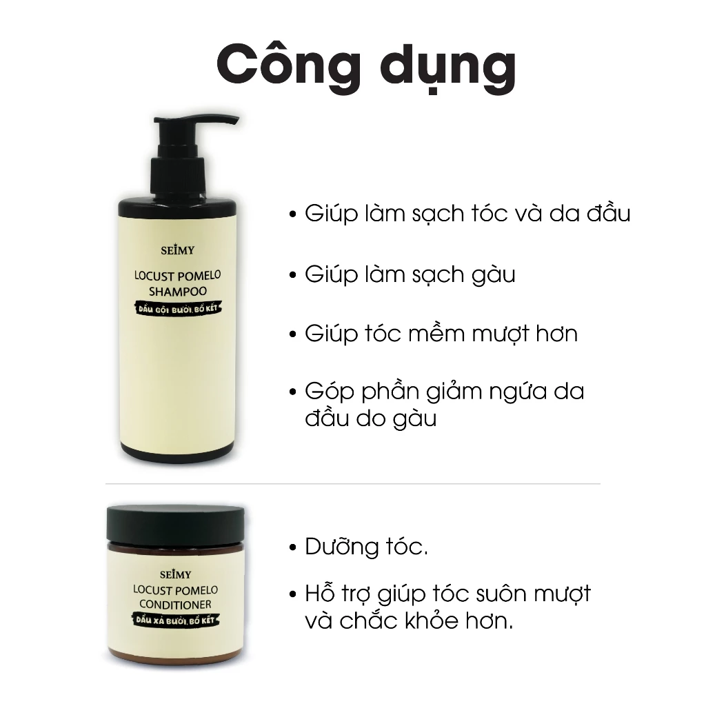 COMBO DẦU GỘI XẢ BỒ KẾT, BƯỞI SEIMY-hình-ảnh-1