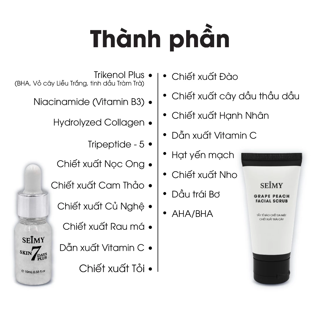 COMBO GEL TẨY DA CHẾT MẶT VÀ SERUM HỖ TRỢ GIẢM MỤN SEIMY-hình-ảnh-1