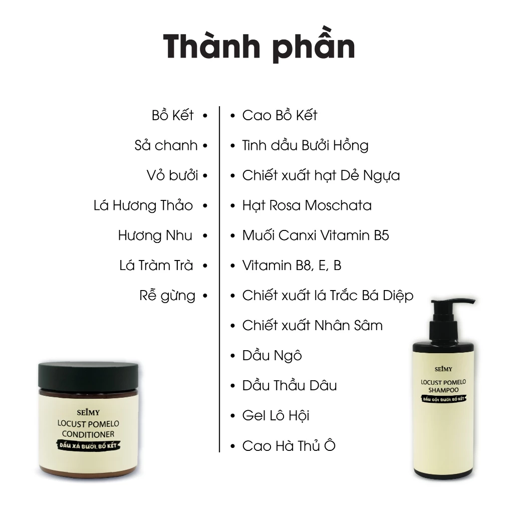 COMBO DẦU GỘI XẢ BỒ KẾT, BƯỞI SEIMY-hình-ảnh-2