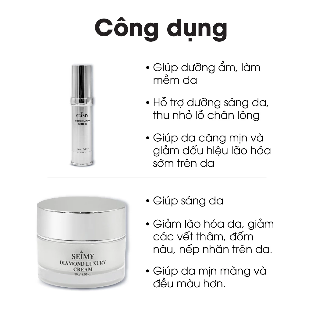 COMBO DƯỠNG DA NHAU THAI SEIMY - DIAMOND LUXURY CREAM - DIAMOND LUXURY SERUM-hình-ảnh-2