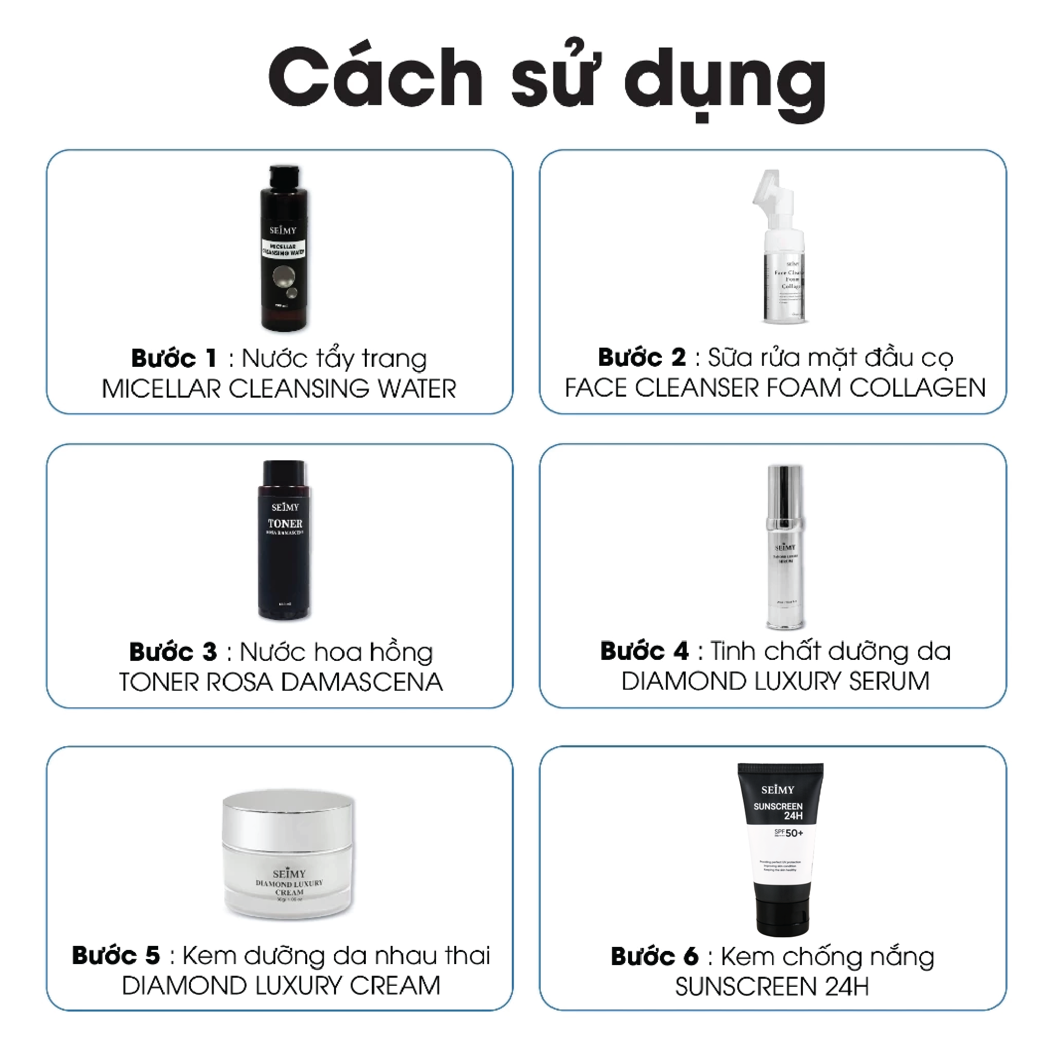 COMBO DƯỠNG DA CHĂM SÓC DA 6 BƯỚC SEIMY-hình-ảnh-2